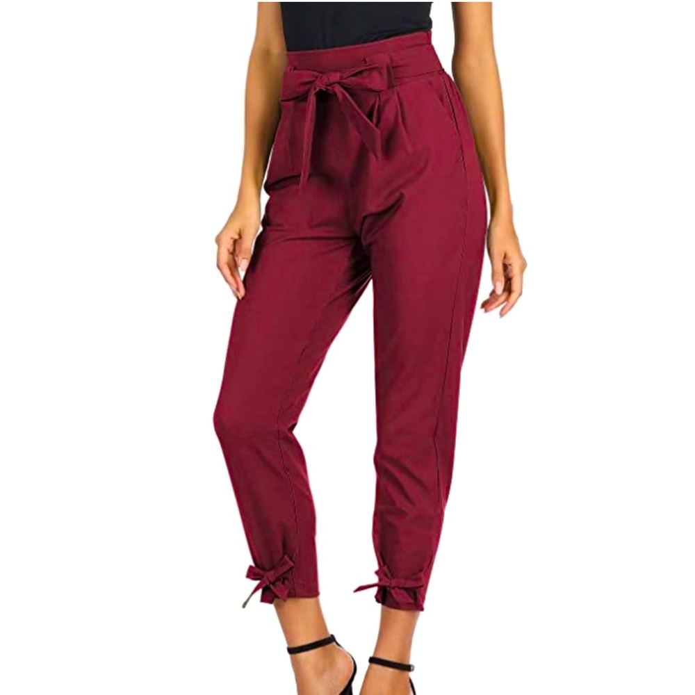 High Waist Burgundy Pencil Pants